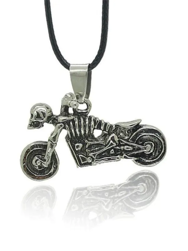 Vintage motorcycle skull necklace for men sold by Streetwear Society