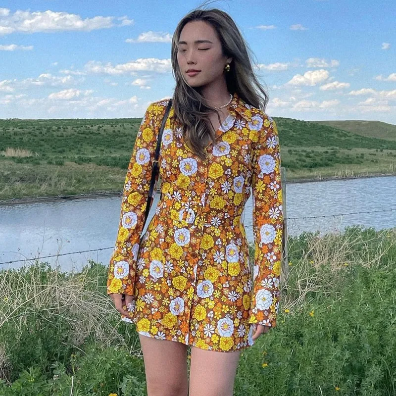 Floral Long Sleeve Mini Dress sold by Streetwear Society