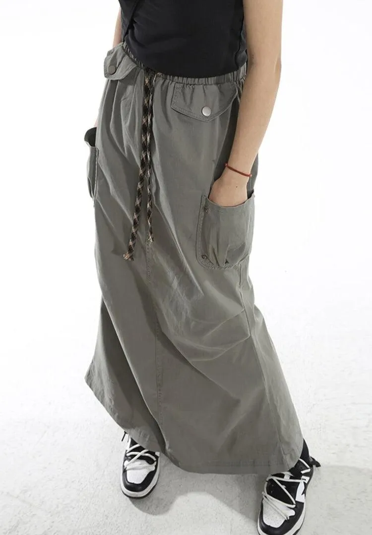 Cargo Pockets Parachute Maxi Skirt sold by Streetwear Society product image thumbnail 4