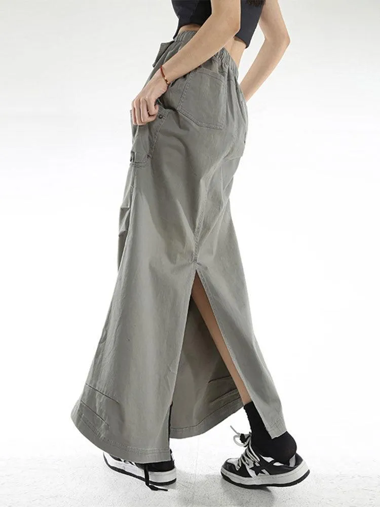 Cargo Pockets Parachute Maxi Skirt sold by Streetwear Society product image thumbnail 3