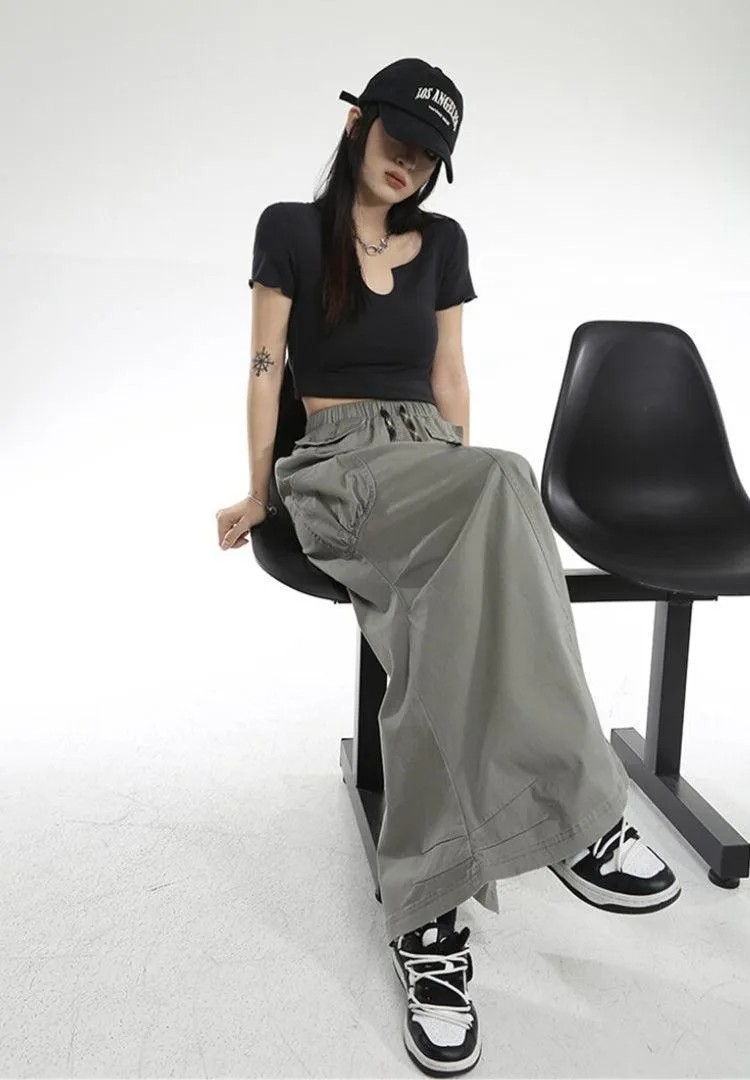 Cargo Pockets Parachute Maxi Skirt sold by Streetwear Society product image thumbnail 5