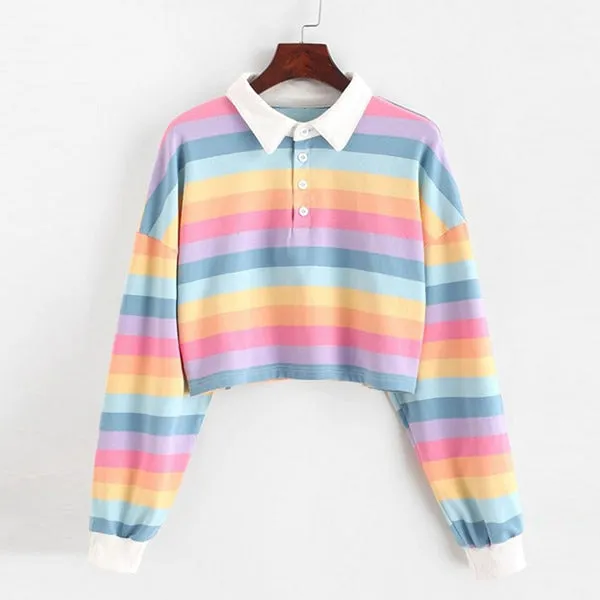 Rainbow Collared Top sold by Streetwear Society product image thumbnail 3