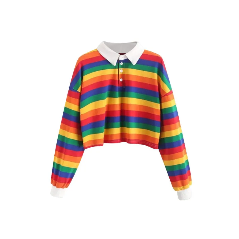 Rainbow Collared Top sold by Streetwear Society