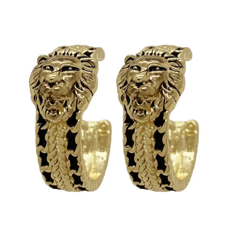 Vintage Style Lion Hoop Earrings sold by Streetwear Society
