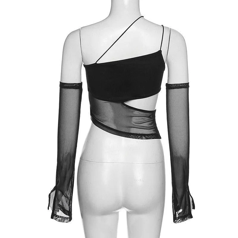Detachable Sleeved Mesh Halter Top sold by Streetwear Society product image thumbnail 5
