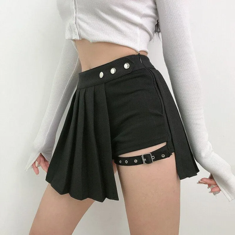 Grunge Pleated Mini Skort sold by Streetwear Society