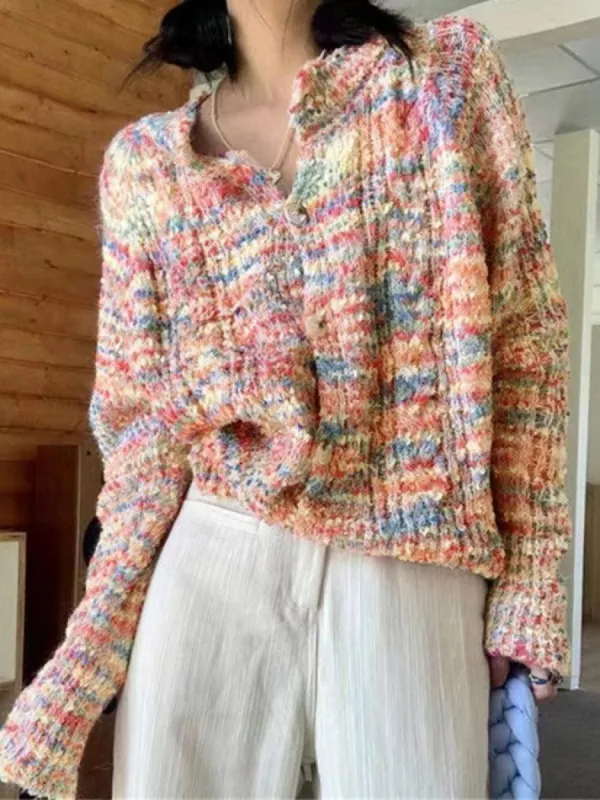 Rainbow front button cardigan sold by Streetwear Society