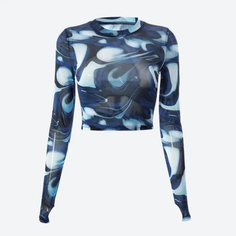 Cyberpunk Blue Aura Sheer Top sold by Streetwear Society