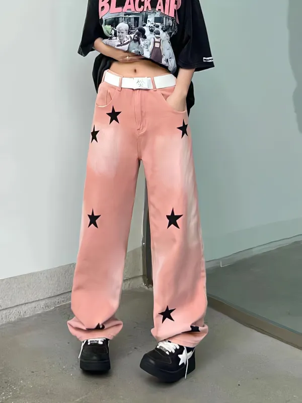 Y2K Star Printed Jeans sold by Streetwear Society