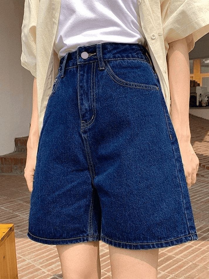 High waist straight cut denim shorts sold by Streetwear Society product image thumbnail 6