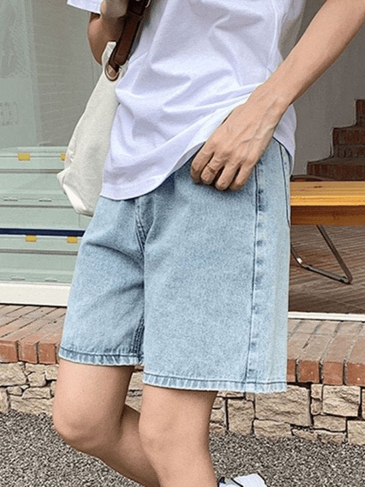 High waist straight cut denim shorts sold by Streetwear Society product image thumbnail 2