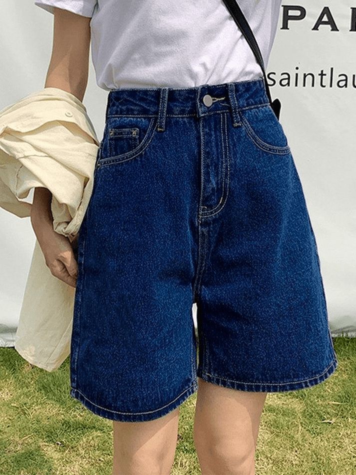 High waist straight cut denim shorts sold by Streetwear Society product image thumbnail 8