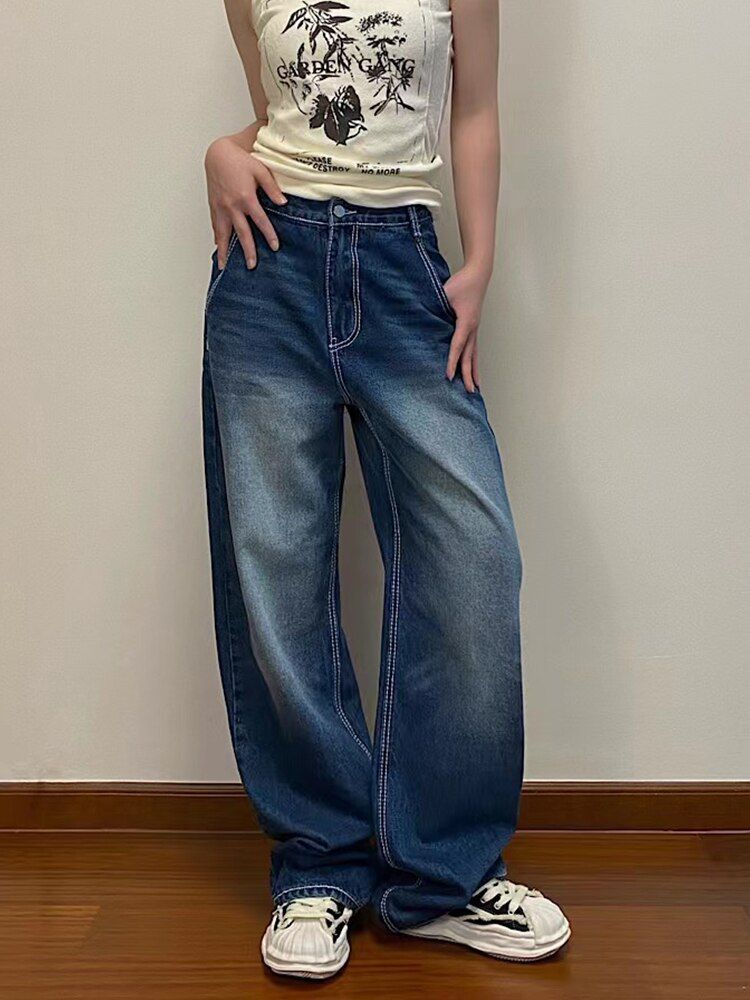 Vintage 90s straight leg baggy jeans sold by Streetwear Society