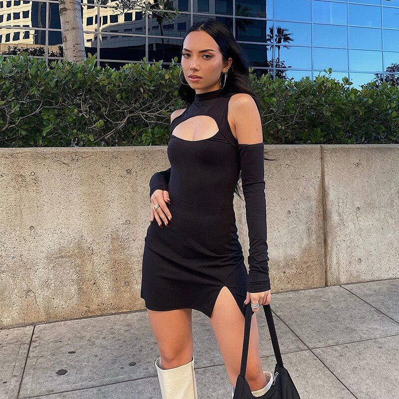 Full Sleeve O Neck Cut Out Mini Dress sold by Streetwear Society product image thumbnail 2