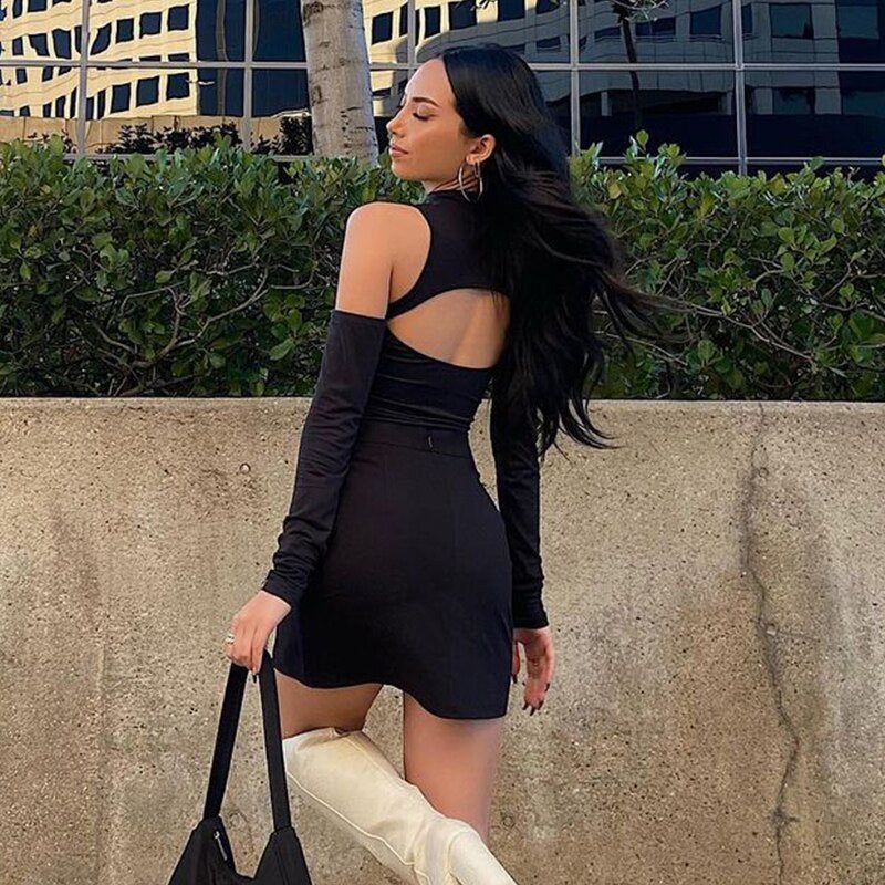 Full Sleeve O Neck Cut Out Mini Dress sold by Streetwear Society product image thumbnail 3