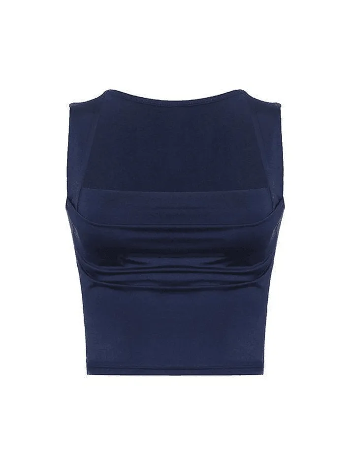 Ruched Scoop Neck Crop Tank Top sold by Streetwear Society product image thumbnail 3