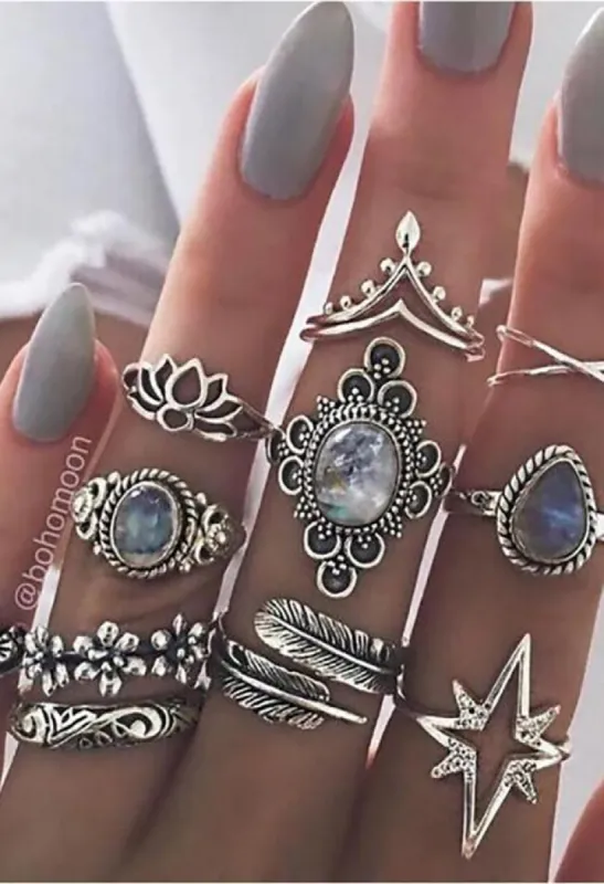11 Piece Vintage Carved Star Gemstone Set sold by Streetwear Society