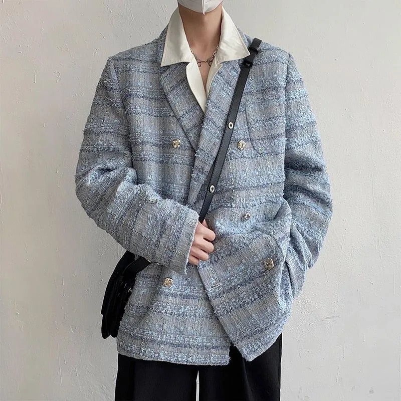 Lapel Collar Blue Tweed Blazer sold by Streetwear Society product image thumbnail 2