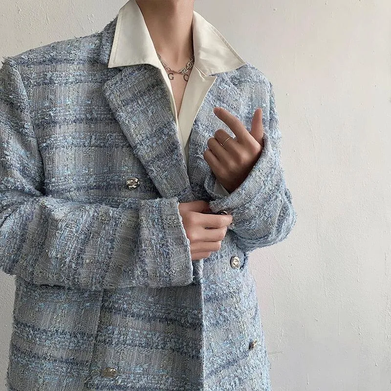 Lapel Collar Blue Tweed Blazer sold by Streetwear Society product image thumbnail 4