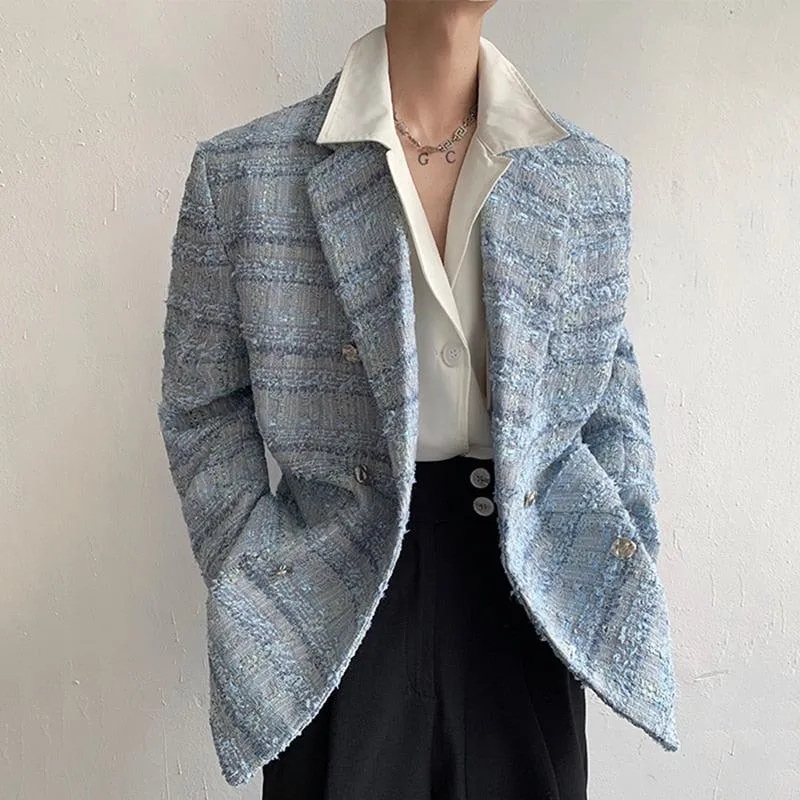 Lapel Collar Blue Tweed Blazer sold by Streetwear Society product image thumbnail 3