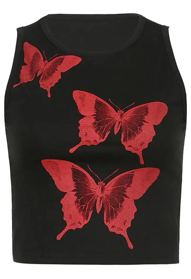 Butterfly Print Crop Tank Top sold by Streetwear Society product image thumbnail 2