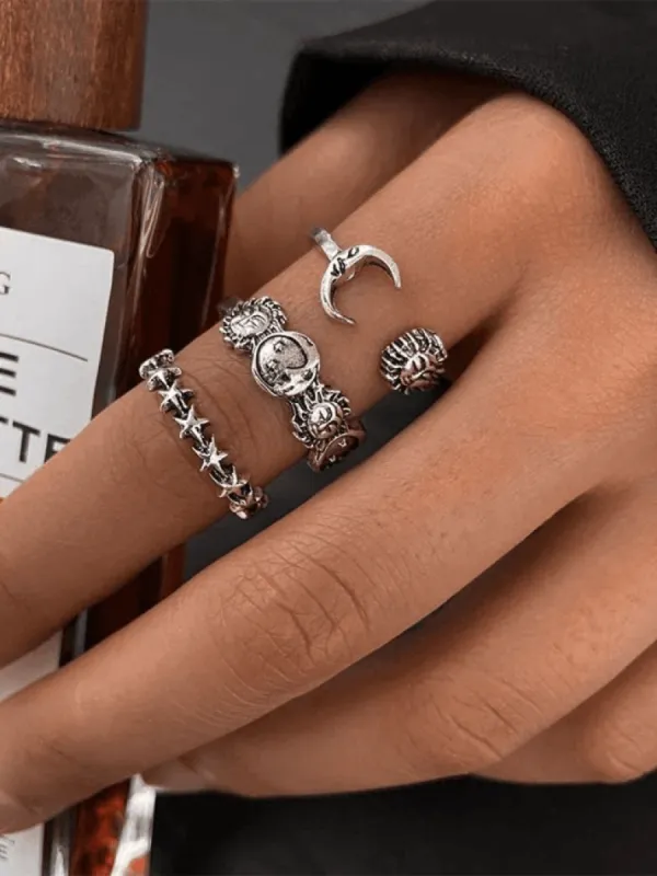 Vintage Sun Moon Star Ring Set sold by Streetwear Society