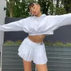 Pleated White Mini Tennis Skirt sold by Streetwear Society