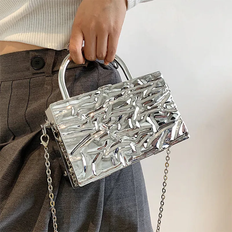 Crumpled Metal Chain Bag sold by Streetwear Society