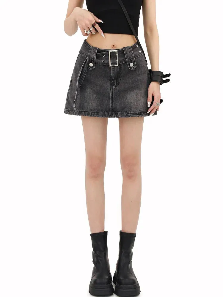 Grunge Buttoned Belt Loop Mini Skort sold by Streetwear Society product image thumbnail 3