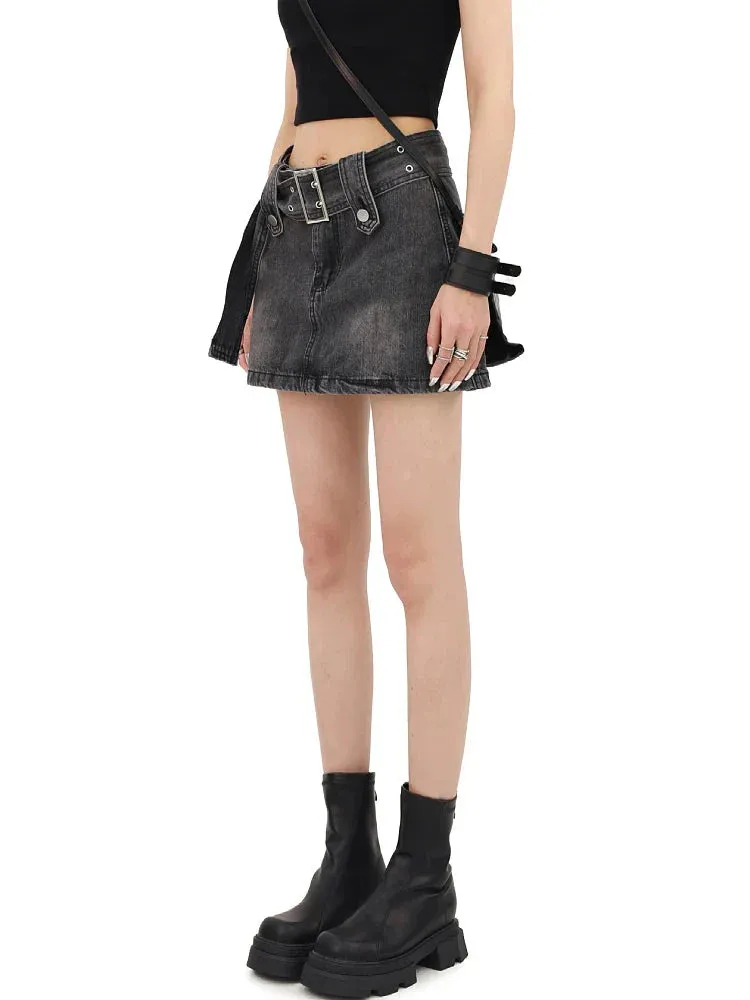 Grunge Buttoned Belt Loop Mini Skort sold by Streetwear Society product image thumbnail 4