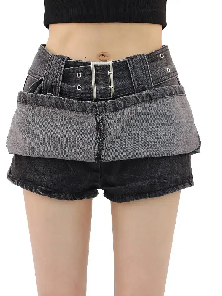 Grunge Buttoned Belt Loop Mini Skort sold by Streetwear Society product image thumbnail 2