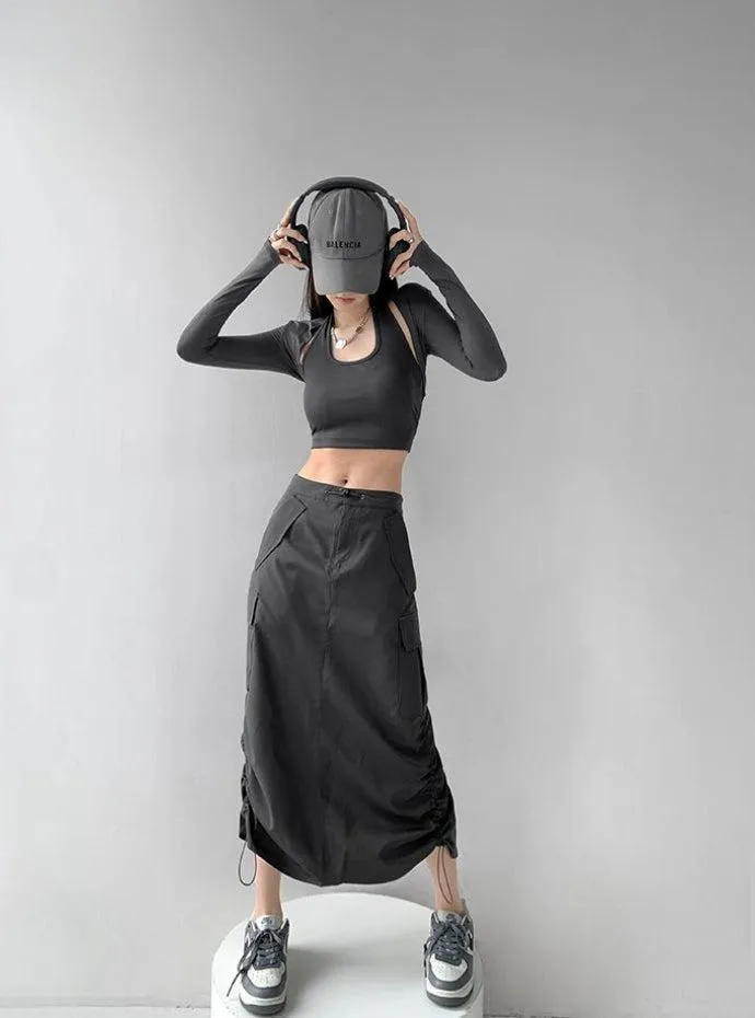 Drawstring Parachute Midi Skirt sold by Streetwear Society product image thumbnail 3