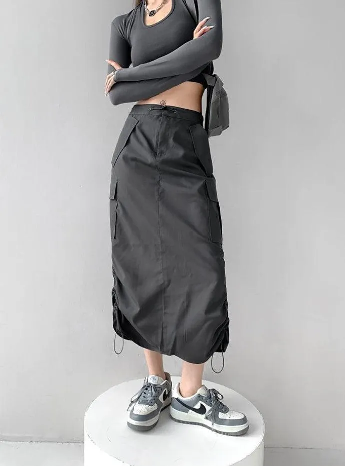 Drawstring Parachute Midi Skirt sold by Streetwear Society