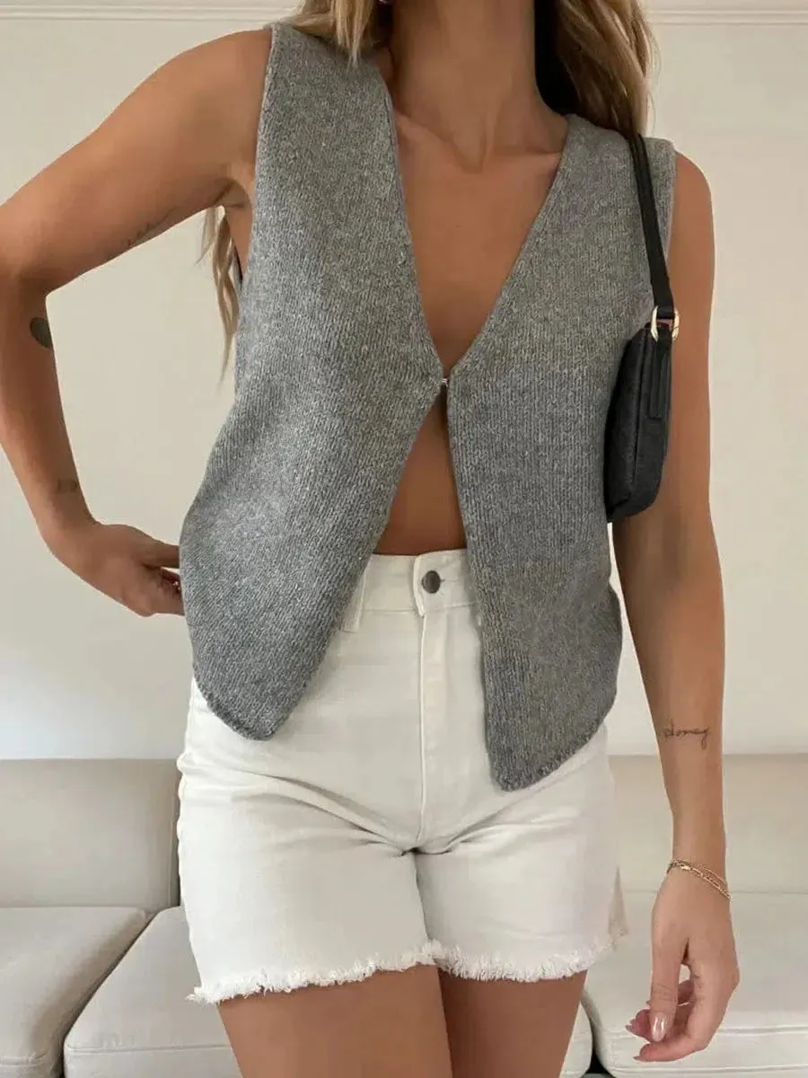 Open Front Knitted Cardigan Vest sold by Streetwear Society product image thumbnail 4