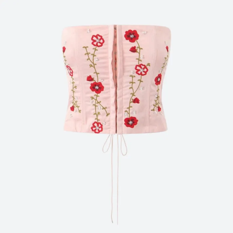 Soft Girl Embroidered Beaded Corset Top sold by Streetwear Society
