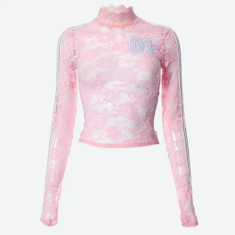 Y2K Embroidered Lace Top sold by Streetwear Society product image thumbnail 3