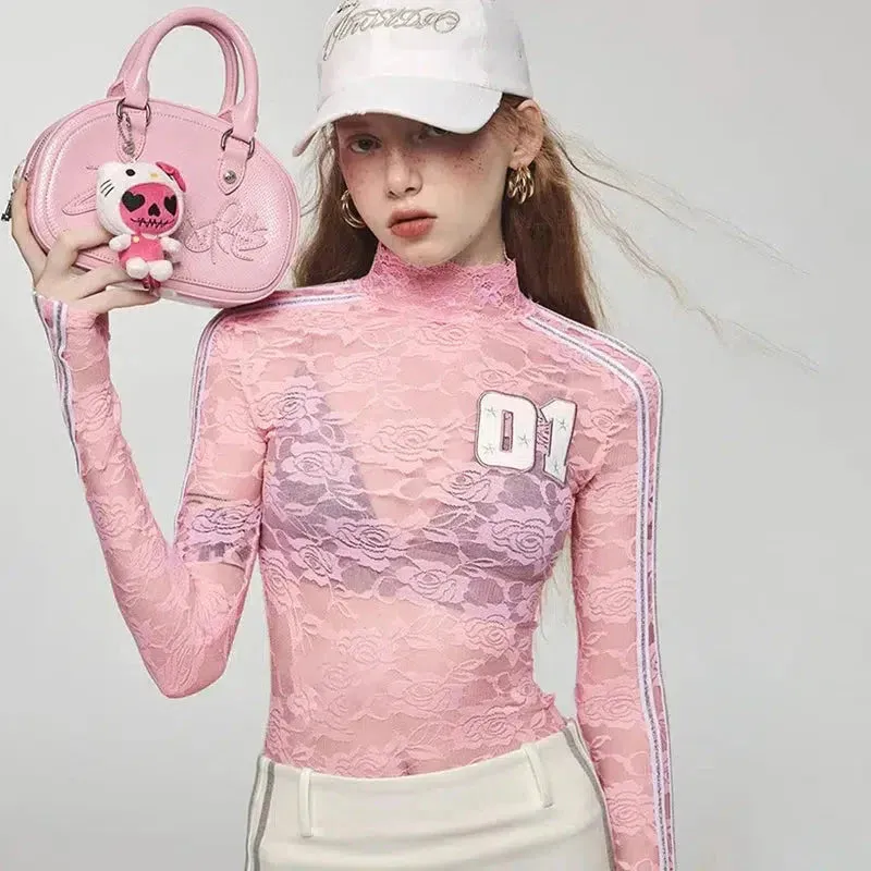 Y2K Embroidered Lace Top sold by Streetwear Society