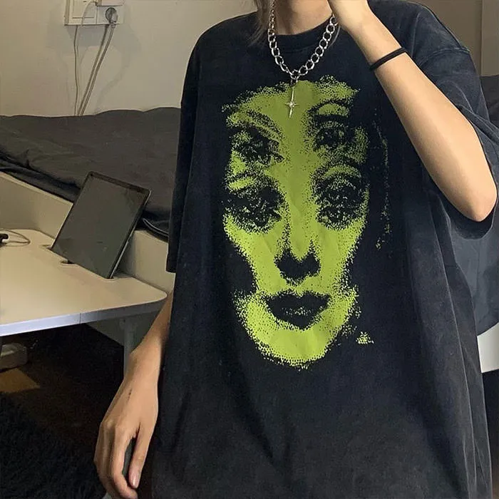 Grunge Ghost Face Graphic T-Shirt sold by Streetwear Society product image thumbnail 5