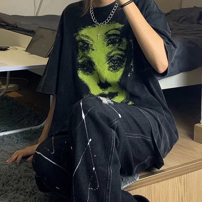 Grunge Ghost Face Graphic T-Shirt sold by Streetwear Society product image thumbnail 3