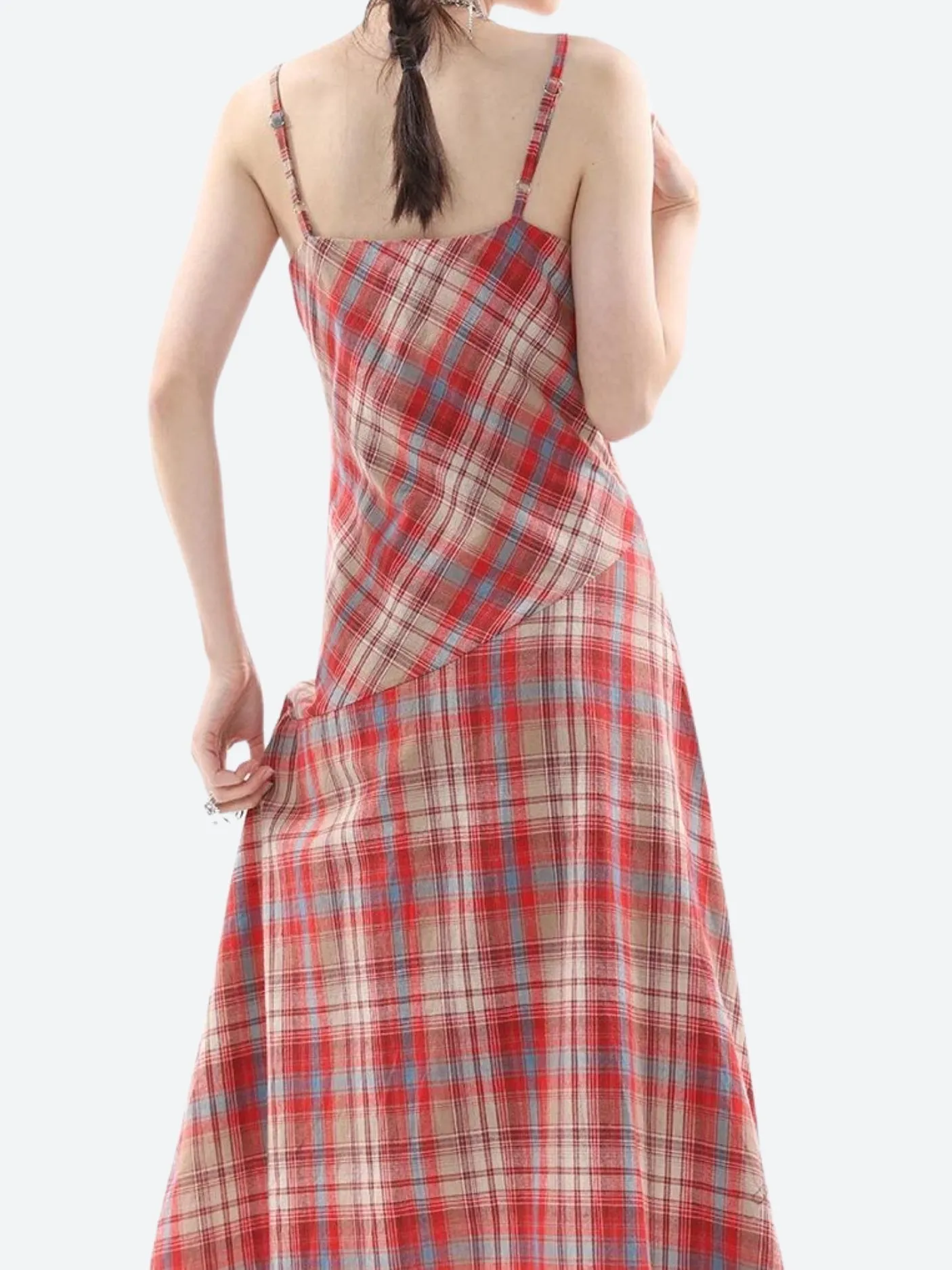 Plaid Lace Midi Dress sold by Streetwear Society product image thumbnail 3