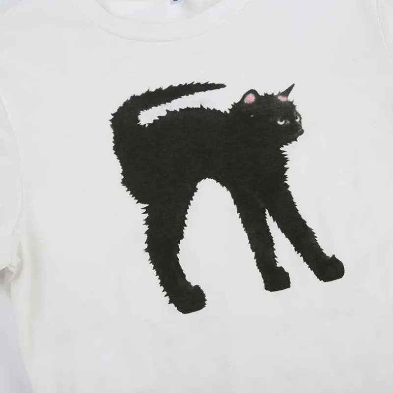 Black Cat Crop Tee sold by Streetwear Society product image thumbnail 3