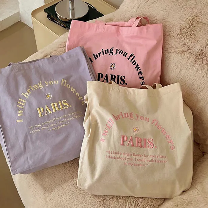 Paris Embroidered Flower Bag sold by Streetwear Society product image thumbnail 2