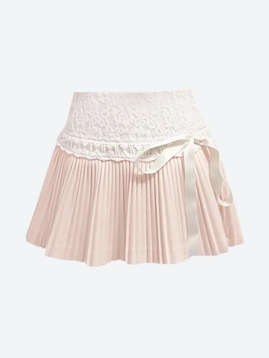 Coquette Lace Pleated Mini Skirt sold by Streetwear Society product image thumbnail 4