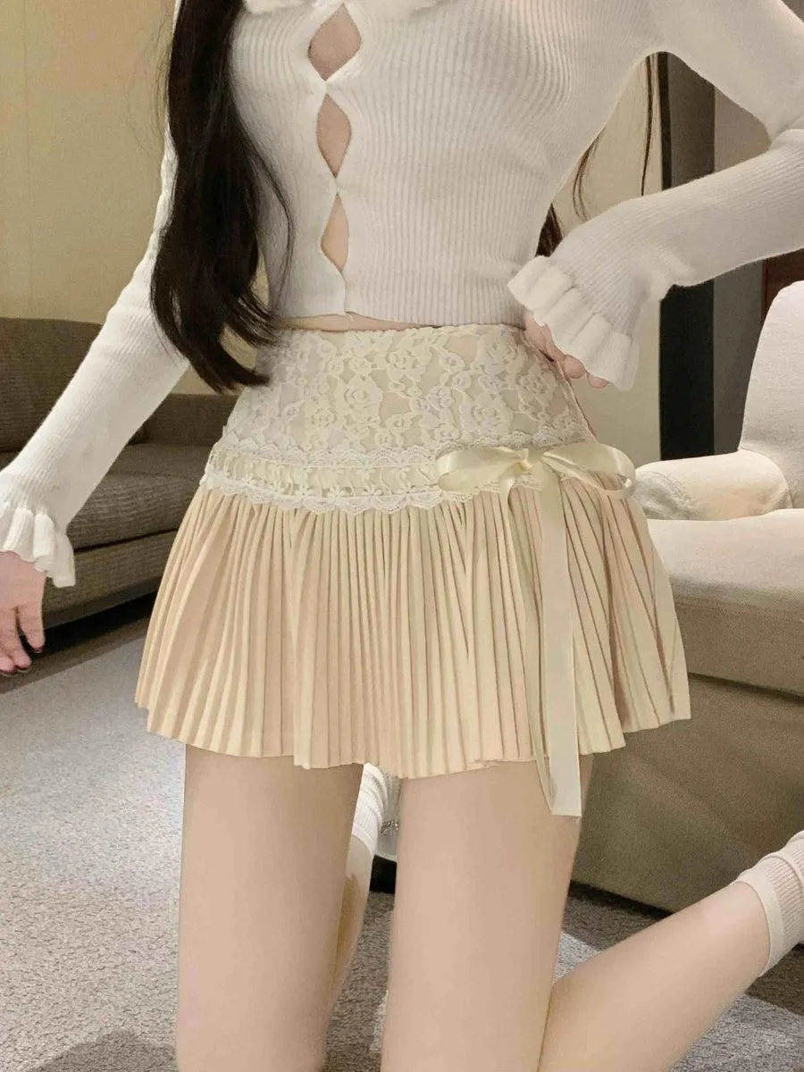 Coquette Lace Pleated Mini Skirt sold by Streetwear Society product image thumbnail 3