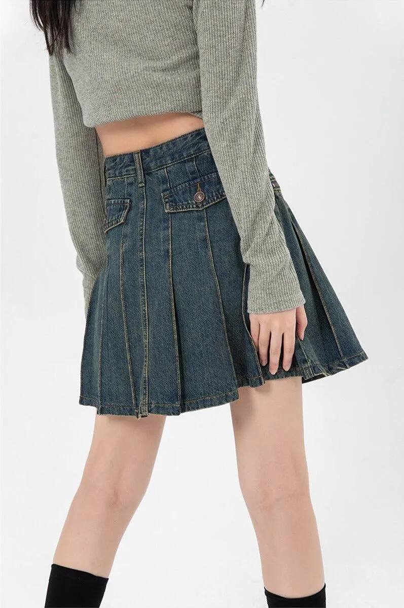Pleated Denim Mini Skirt sold by Streetwear Society product image thumbnail 4