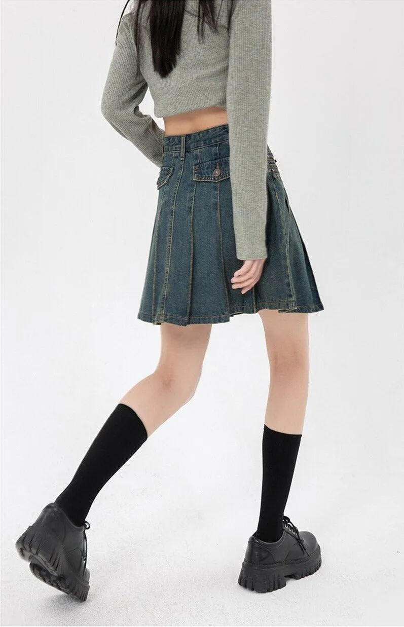 Pleated Denim Mini Skirt sold by Streetwear Society product image thumbnail 3
