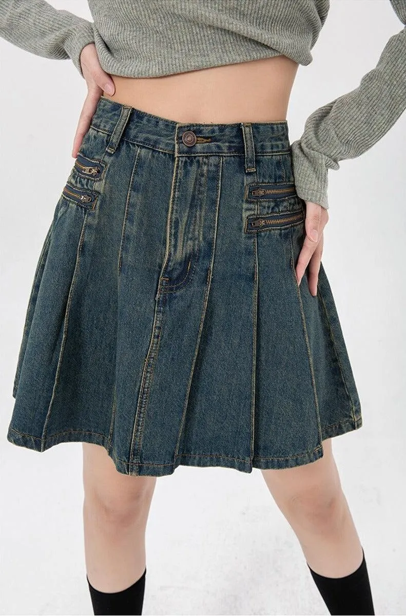 Pleated Denim Mini Skirt sold by Streetwear Society product image thumbnail 5
