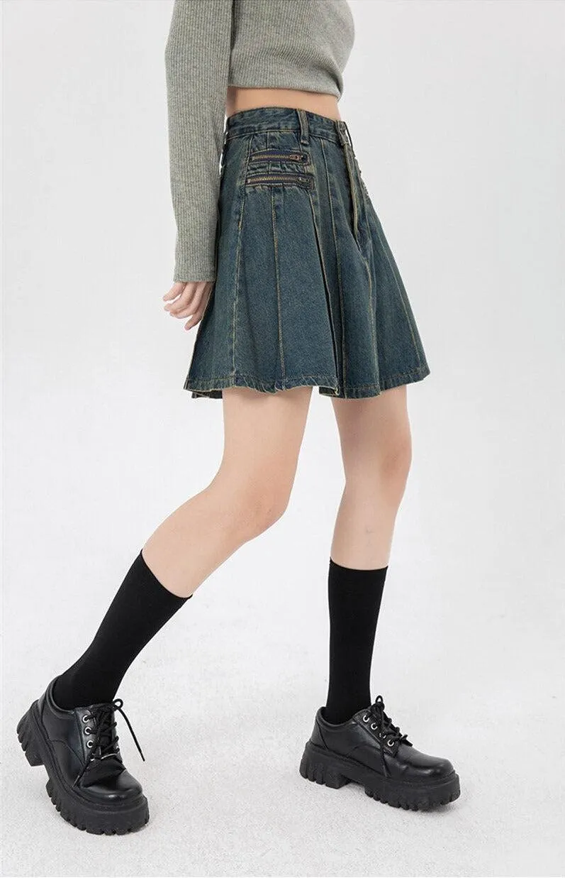 Pleated Denim Mini Skirt sold by Streetwear Society product image thumbnail 2