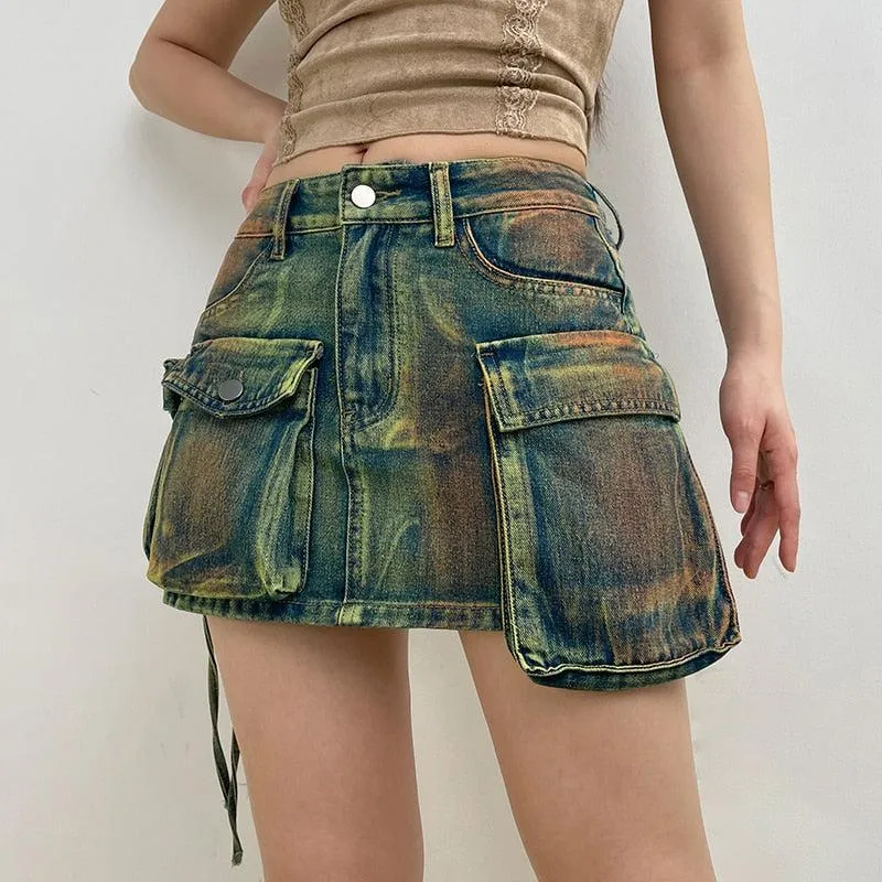 Cargo Denim Mini Skirt sold by Streetwear Society product image thumbnail 4