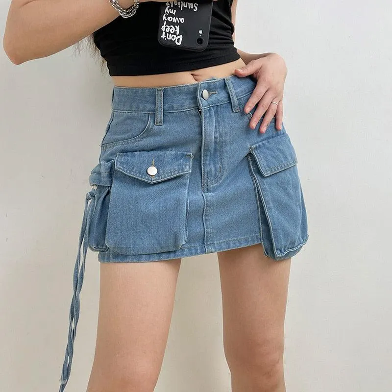 Cargo Denim Mini Skirt sold by Streetwear Society product image thumbnail 5